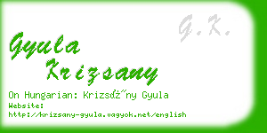 gyula krizsany business card